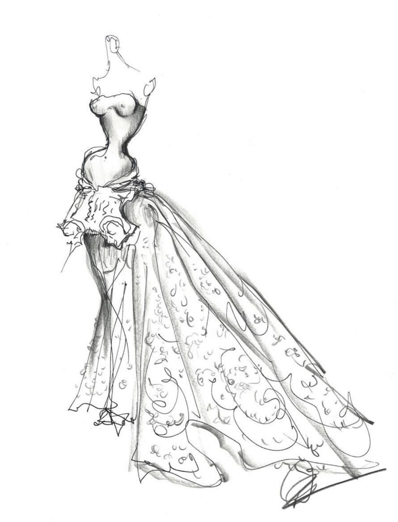 الرسم التخطيطي للتصميم الخاص لـ"كايلي جينر" من Schiaparelli