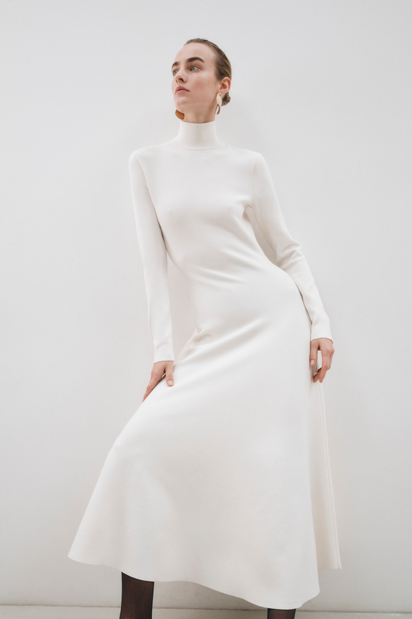 Mouret فستان أبيض صوف من