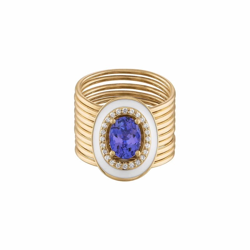 Oval Tanzanite Diamond Harem Ring من   Eden Presley