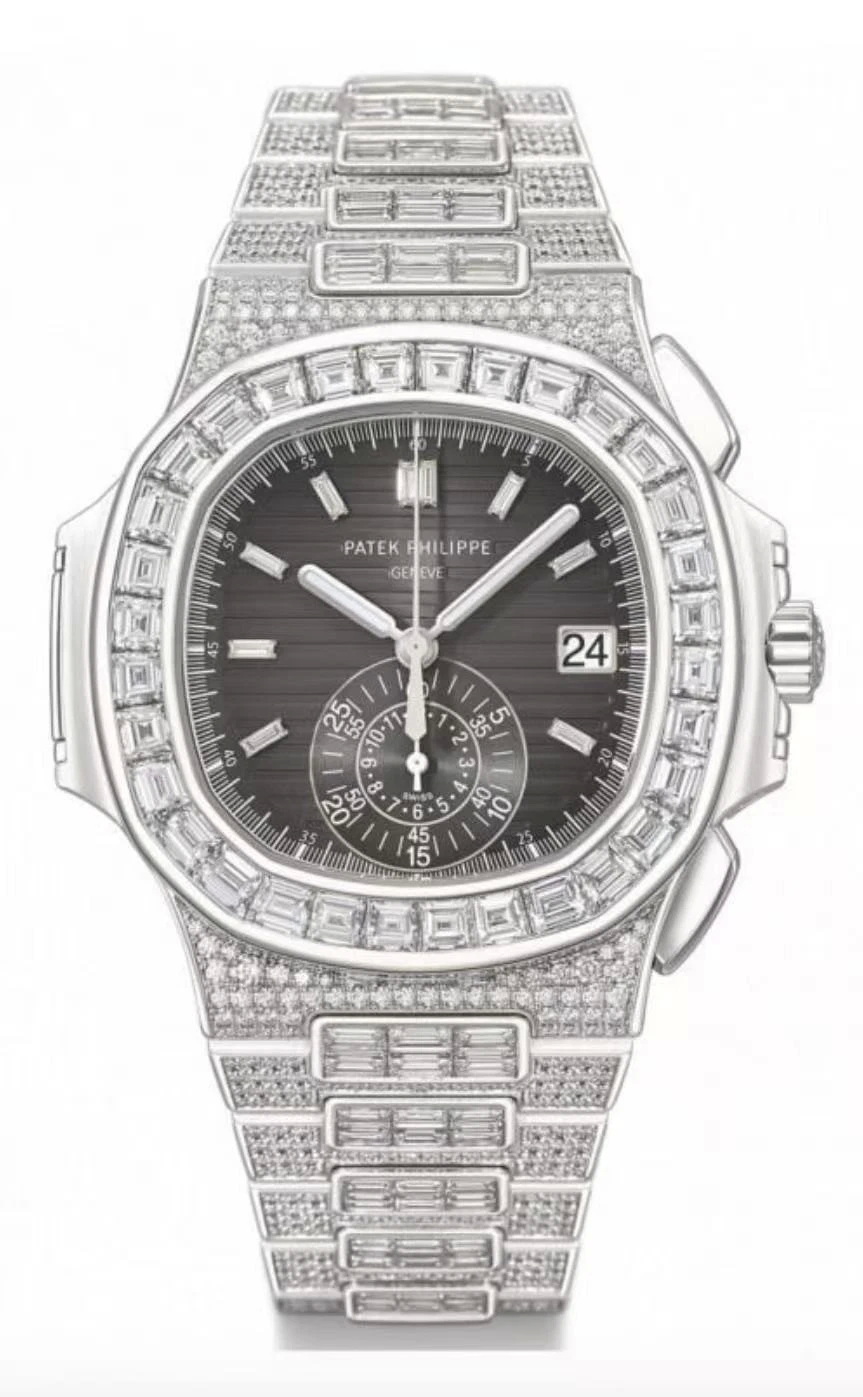 ساعة كريستيانو: Patek Philippe Nautilus 59801400G Chronograph 18k White Gold Black Dial