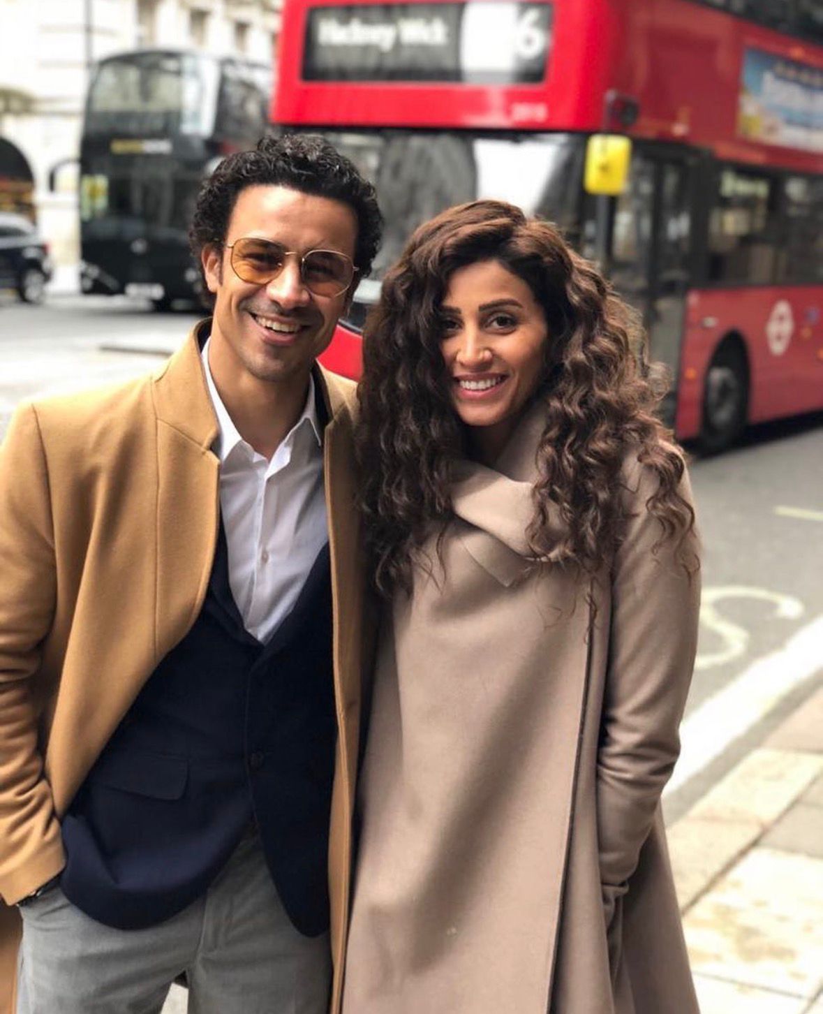 دينا الشربيني وأحمد داوود أثناء تصوير مسلسل "زي الشمس"