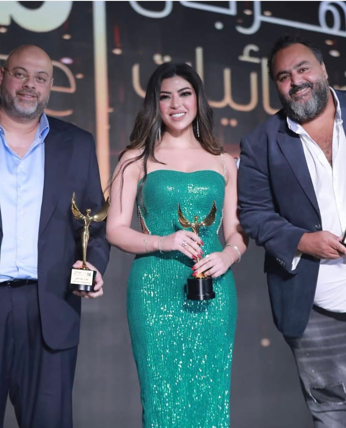 ميرنا جميل بعد حصولها على جائزة أفضل ممثلة من مهرجان الفضائيات العربية