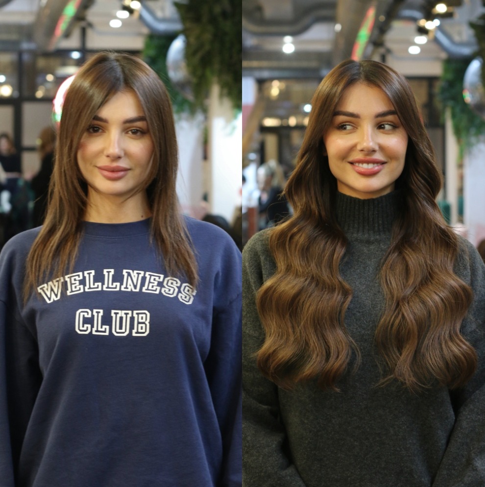 عميلة قبل وبعد تركيب وصلات الشعر في "بيوتي كلوب لندن" Beauty Club London.