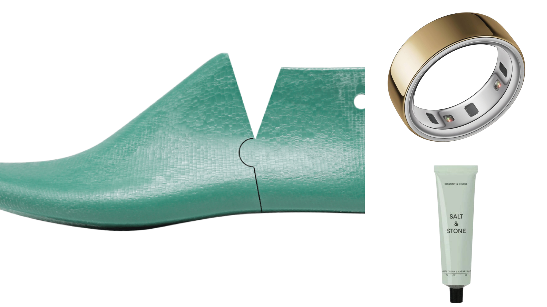 كريم اليدين Bergamot & Hinoki لترطيب يرافقها أثناء العمل خاتم Oura ليذكرها بأفضل وقت للعمل والاستراحة قاعدة القدم لضبط الراحة والدعم ونقاط الضغط