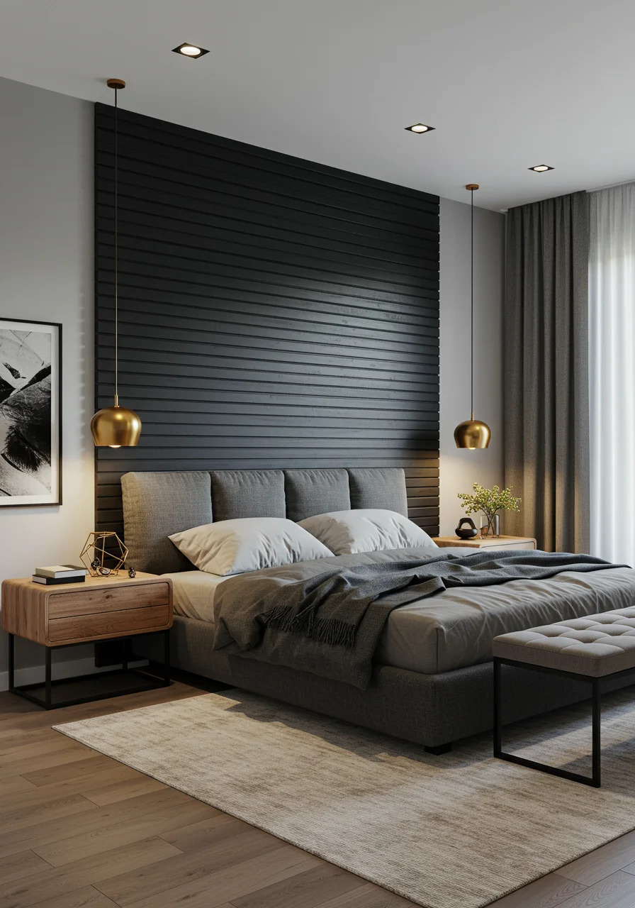 لون طلاء غرفة نوم رمادي-أزرق غامق