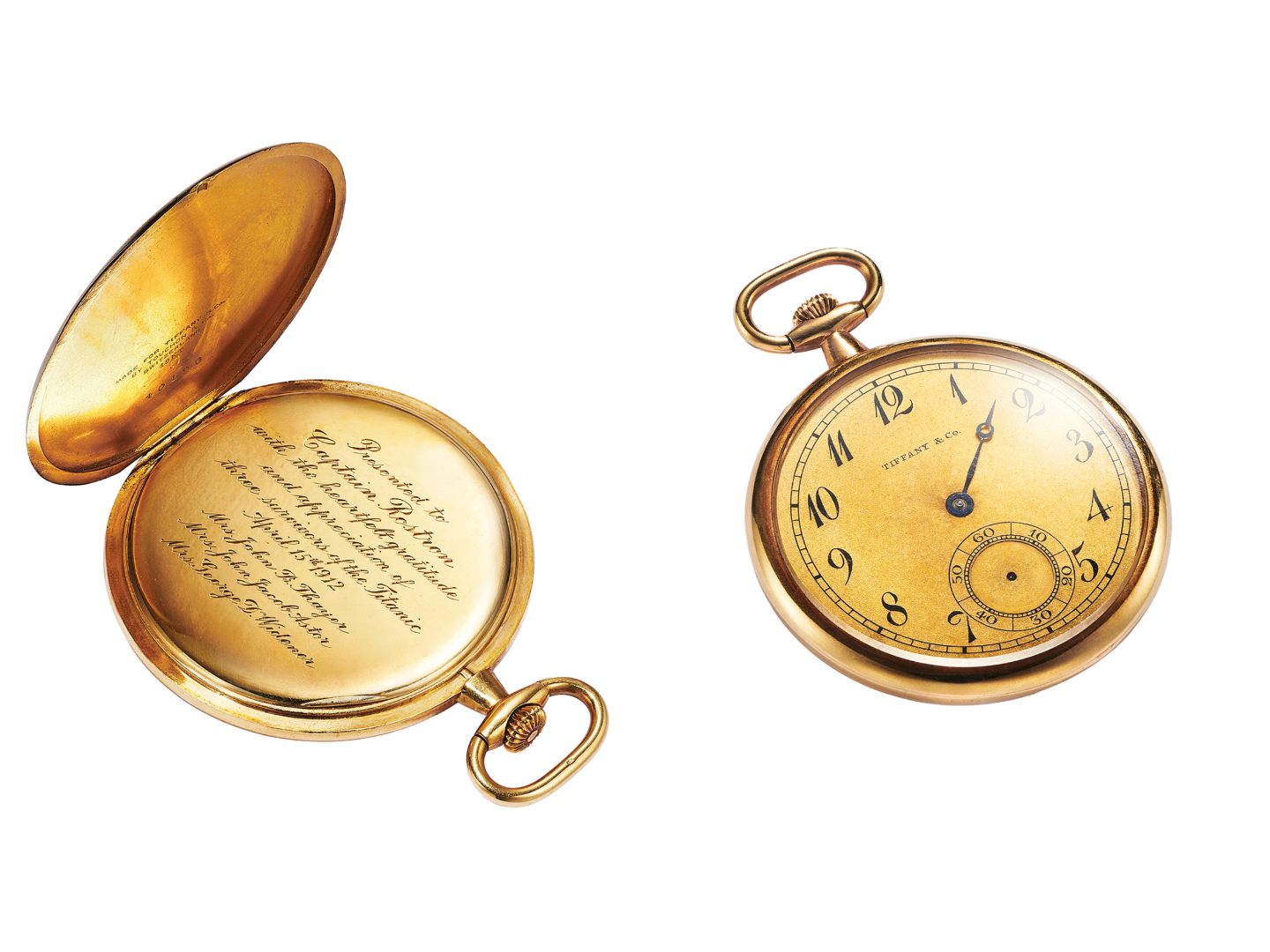 ساعة القبطان "روسترون" التي أهدته اياها ثلاث نساء من ركاب التايتانيك عام 1912 تقديرا له لإنقاذهن