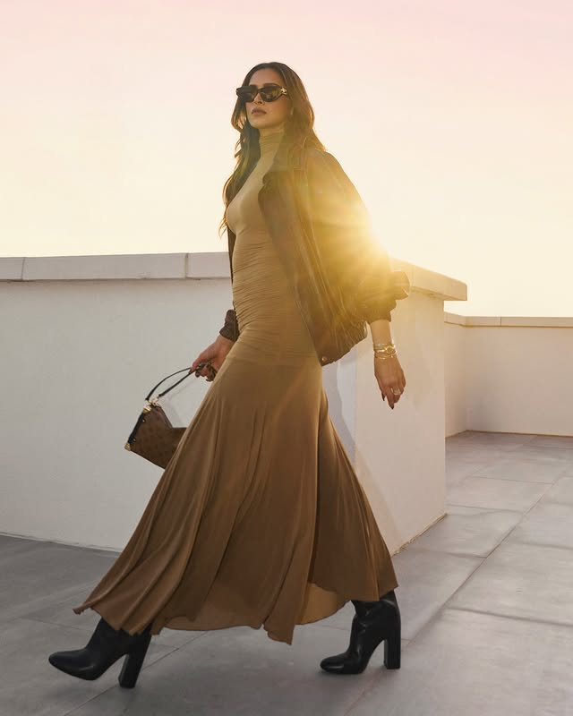 إطلالة جلدية أنيقة بأسلوب عملي من وحي ديبيكا بادوكون