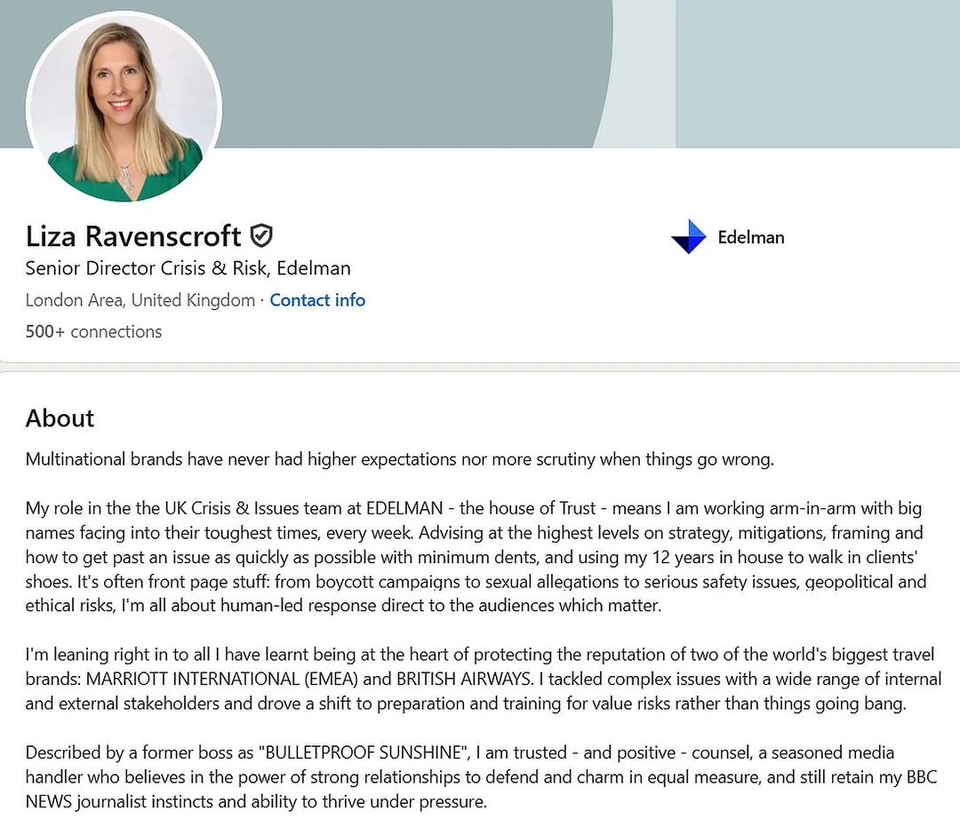 ليزا رافينسكروفت: من "إدارة الأزمات" إلى الدبلوماسية الملكية