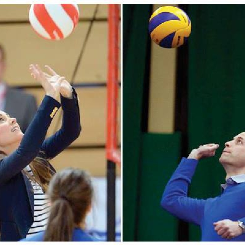 يبدو أن دوق ودوقة كامبريدج يتشاركان أيضا بحبهما للعب كرة الطائرة حيث شاركا بعض الطلاب اللعب في إحدى المدارس الرياضية في لندن