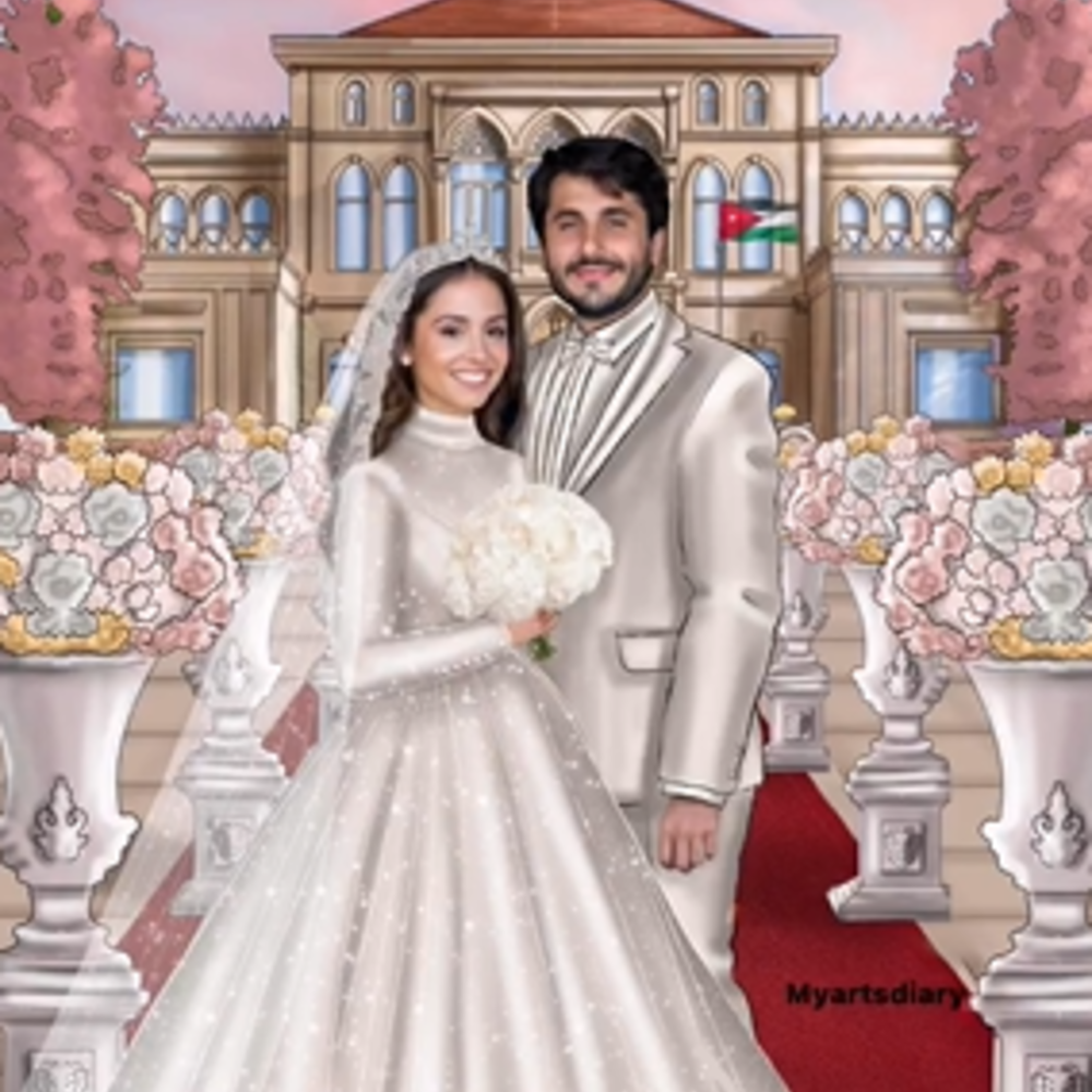 العروسان بتصميم مصممة دعوات الزفاف الإلكترونية لانا سردار