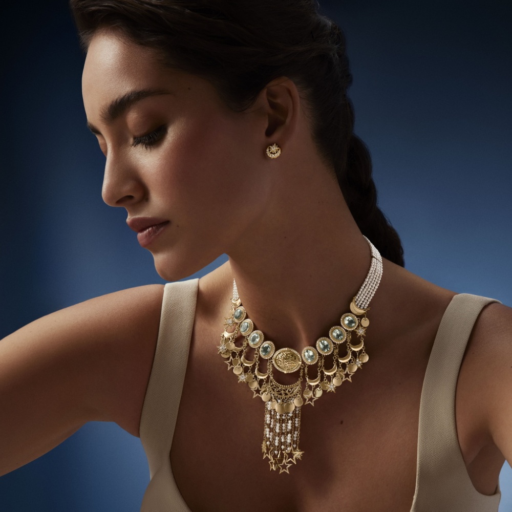 Cascading Crescent Necklace - Ottoman Stud Earrings