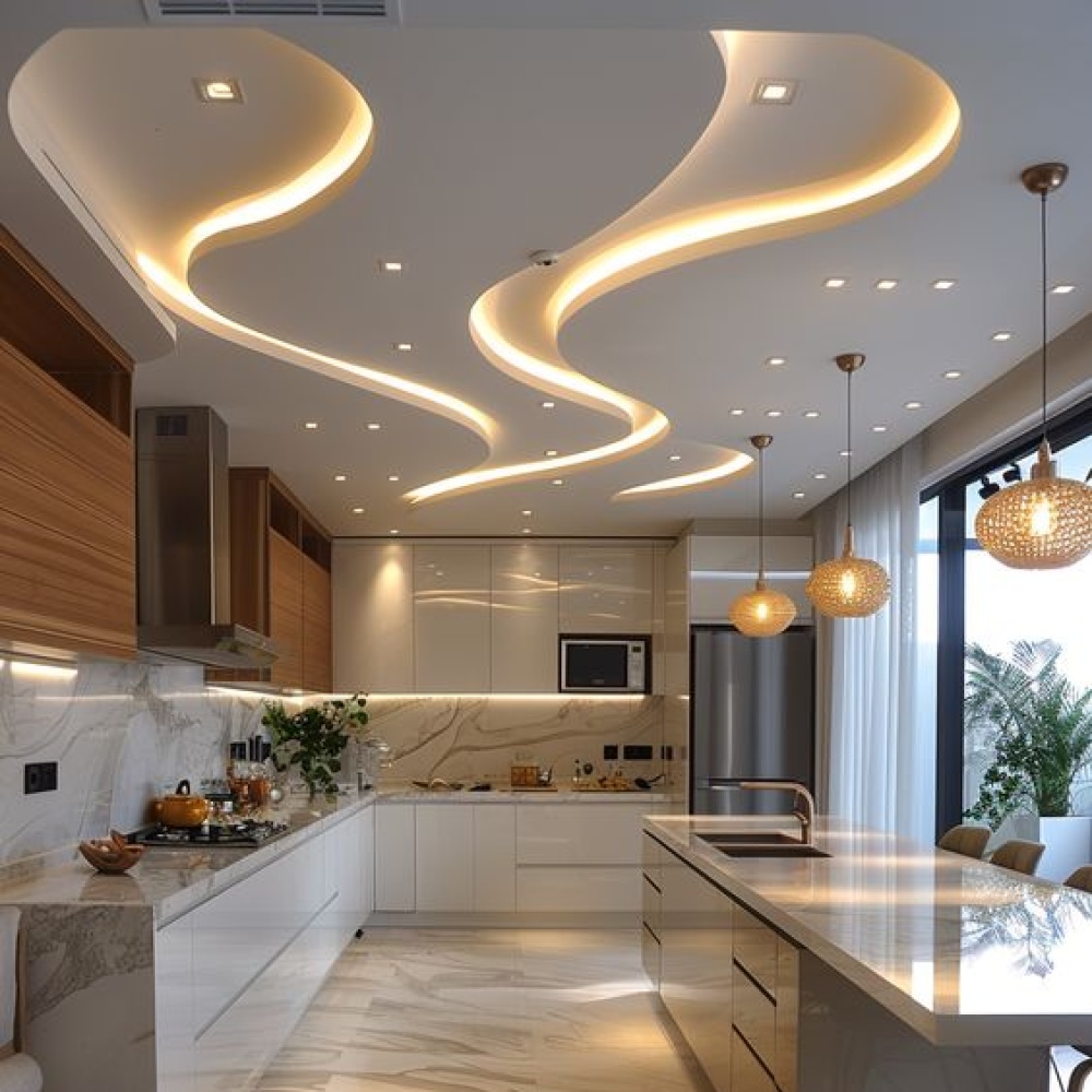 الأشكال المنحنية من أجمل التصاميم التي يمكن اختيارها لأسقف جبس بورد حديثة