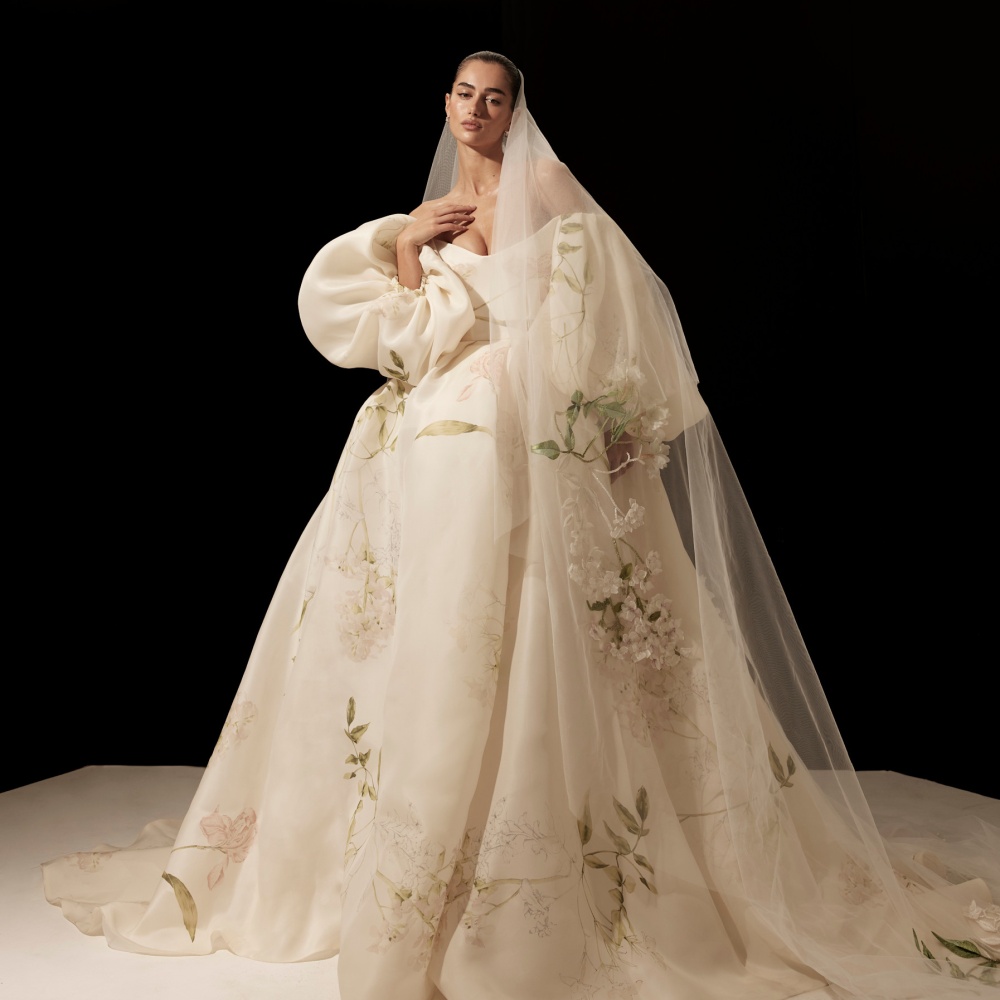 Lhuillier brd طرحة طويلة مطرزة بالألوان من