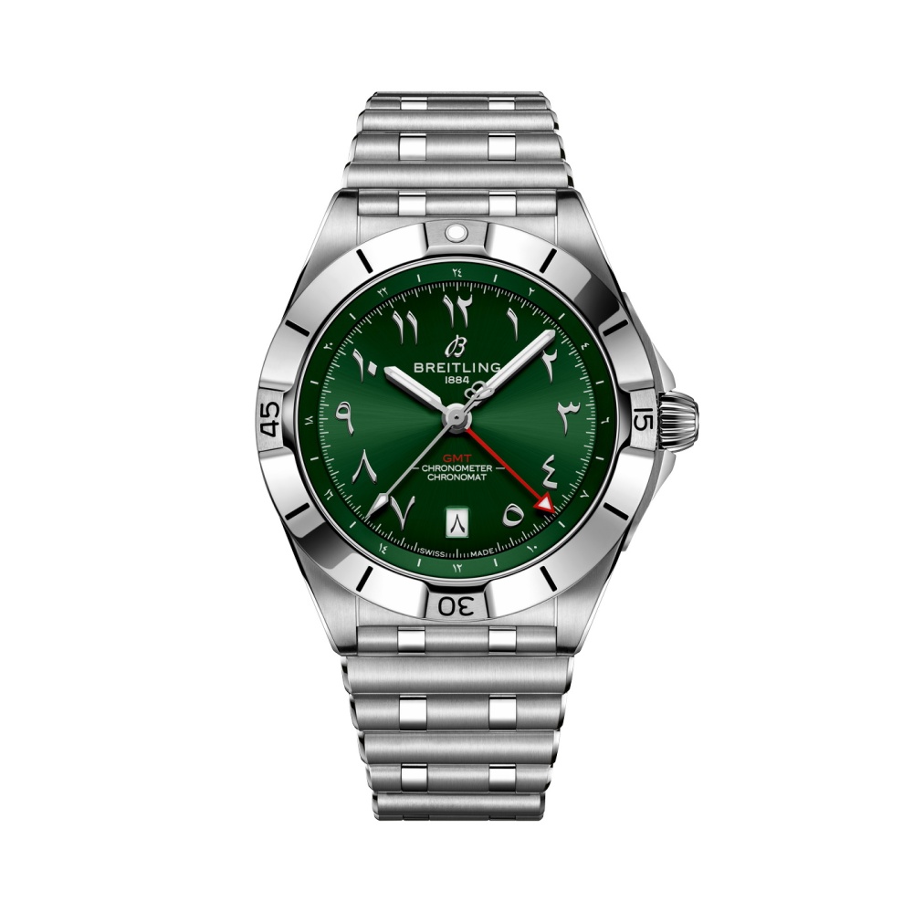 ساعة Chronomat ChronomatGMT40، سوار من الفولاذ الأخضر (للسيدات)