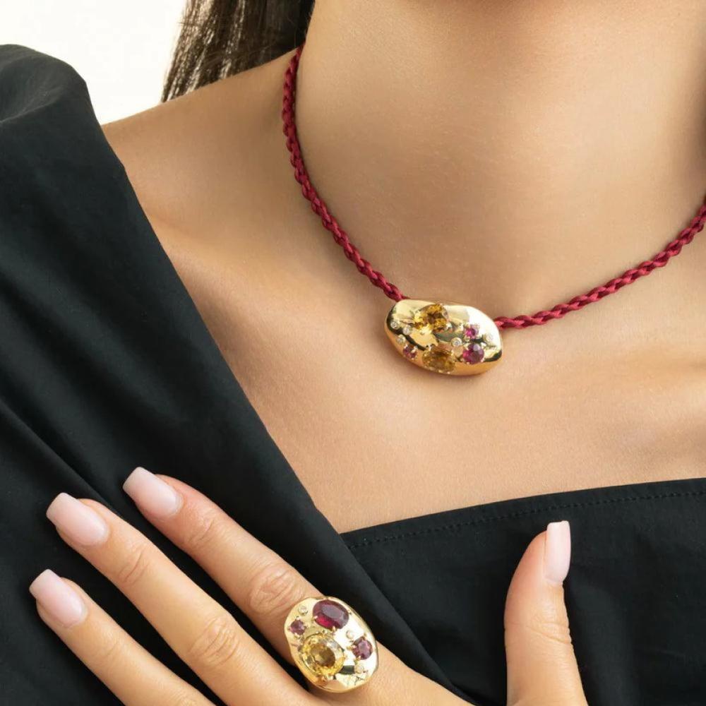 خاتم Rubellite Citrine Rocks من CAROL KAUFFMANN