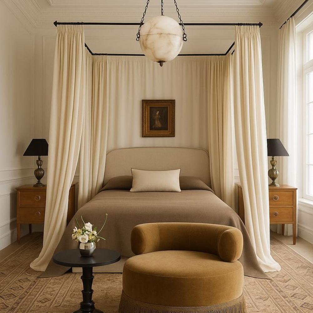 يقدم سرير الكانوبيه لمسة من الرومانسية، الكلاسيكية، والأناقة