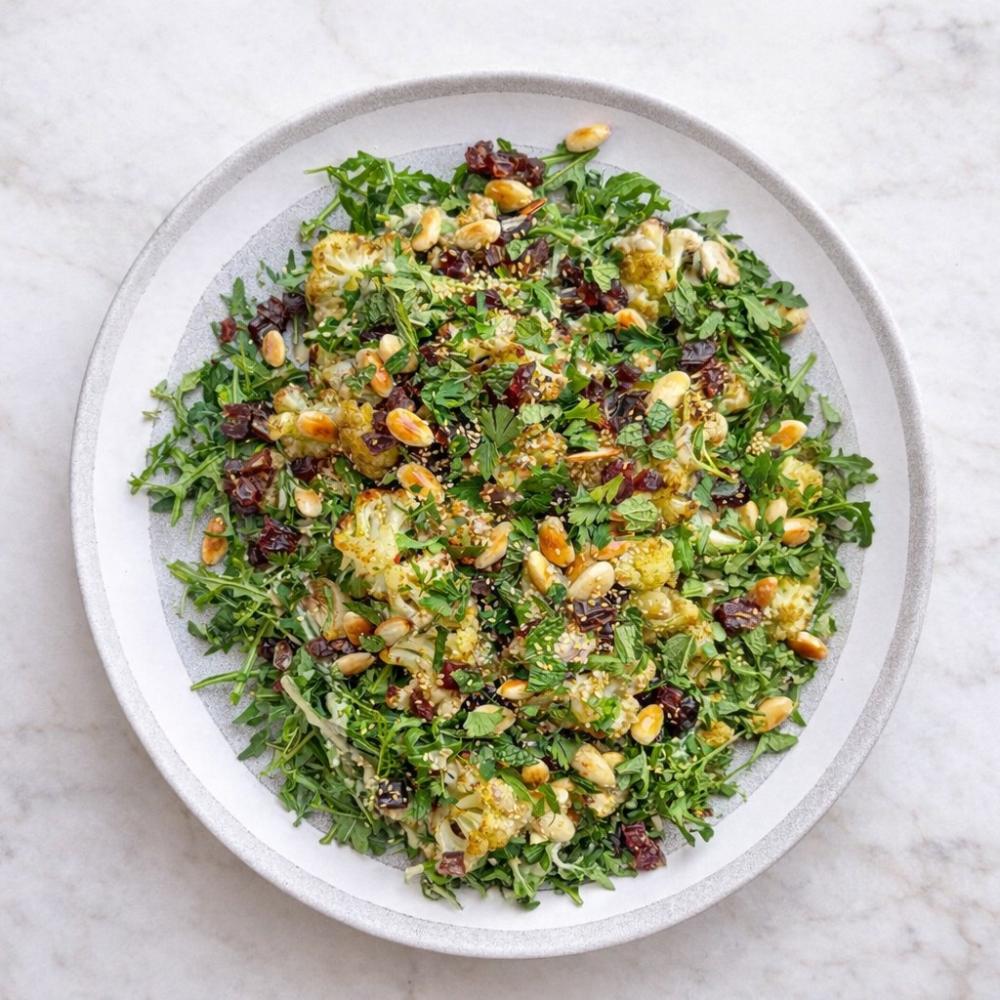 سلطة القرنبيط المشوية مع التمر