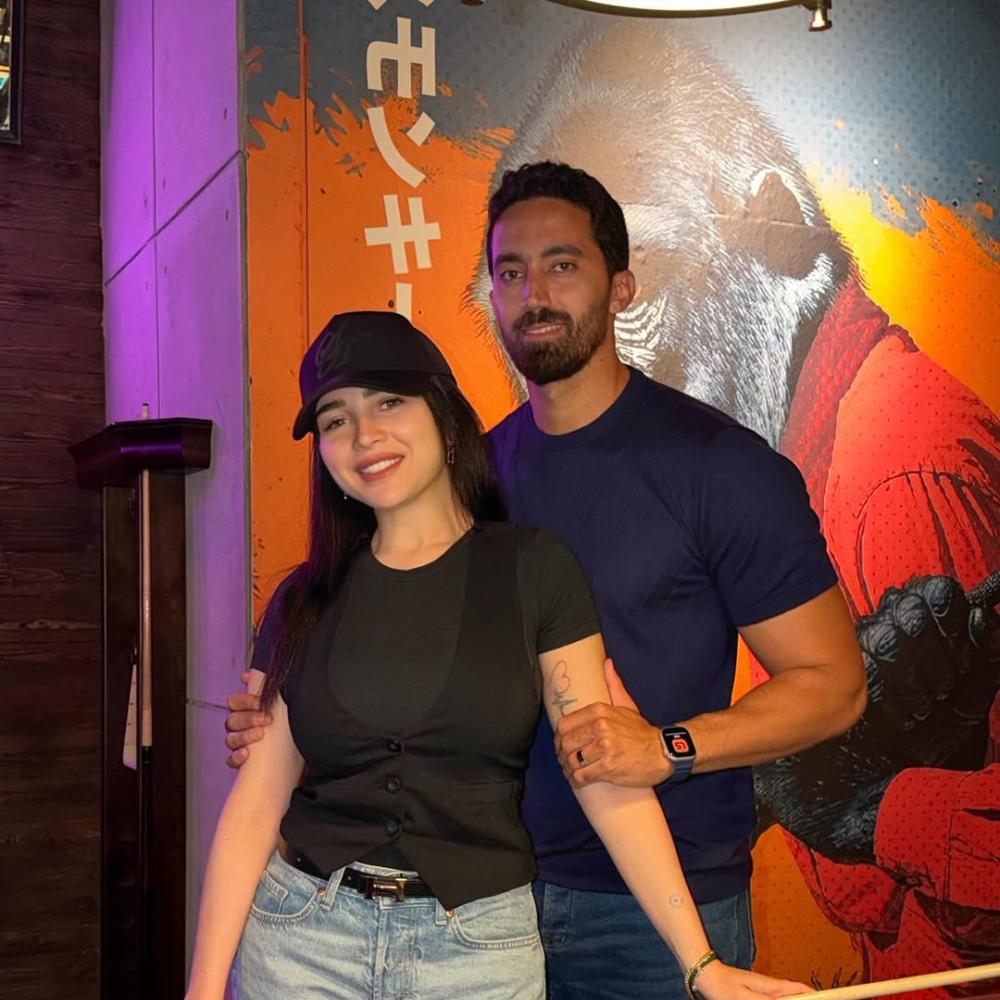 مي عز الدين وزوجها أحمد تيمور 