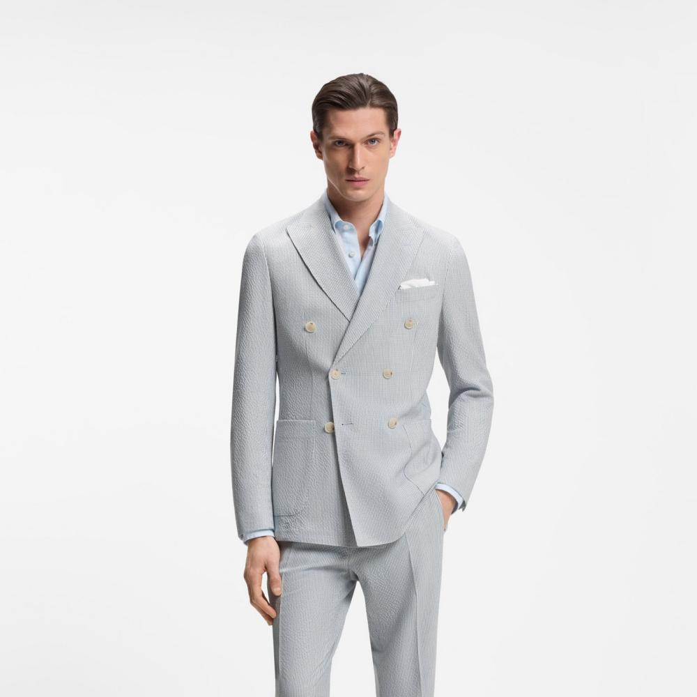 بدلة مؤلفة من قطعتين بقصّة Slim Fit من قماش السيرساكر المطاطي من Hugo Boss