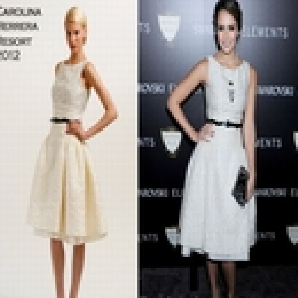 جيسيكا ألبا بفستان من Carolina Herrera