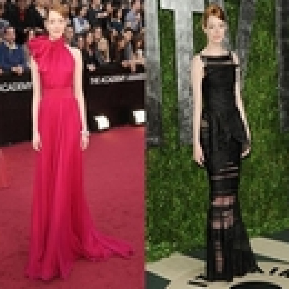 إيما ستون تتألق بتصميمين رائعين في ليلة الأوسكار