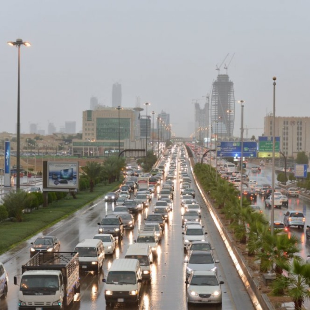 جانب من الأمطار التي هطلت على الرياض الاسبوع الماضي