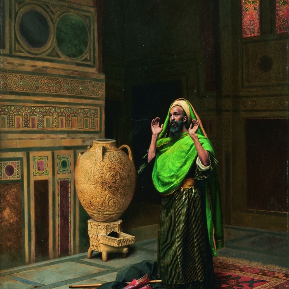 تشارلز روبرتسون (بريطاني، 1844-1891)، بياع السجاد، القاهرة، ألوان مائية على الورق
