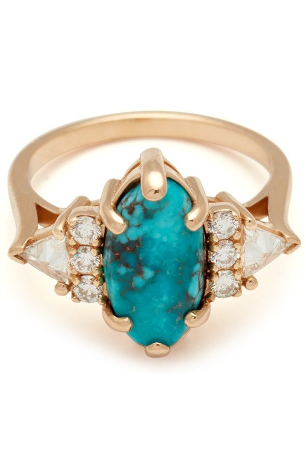 خاتم ديور من الذهب الأصفر والفيروز