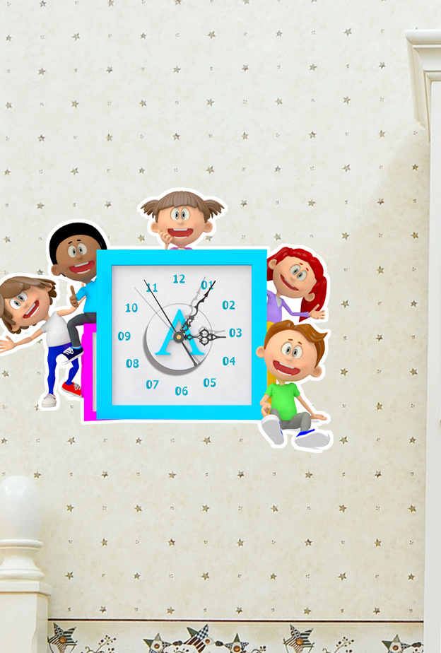 إحدى أشكال تصميم ساعات جدارية ضمن ورق الجدران