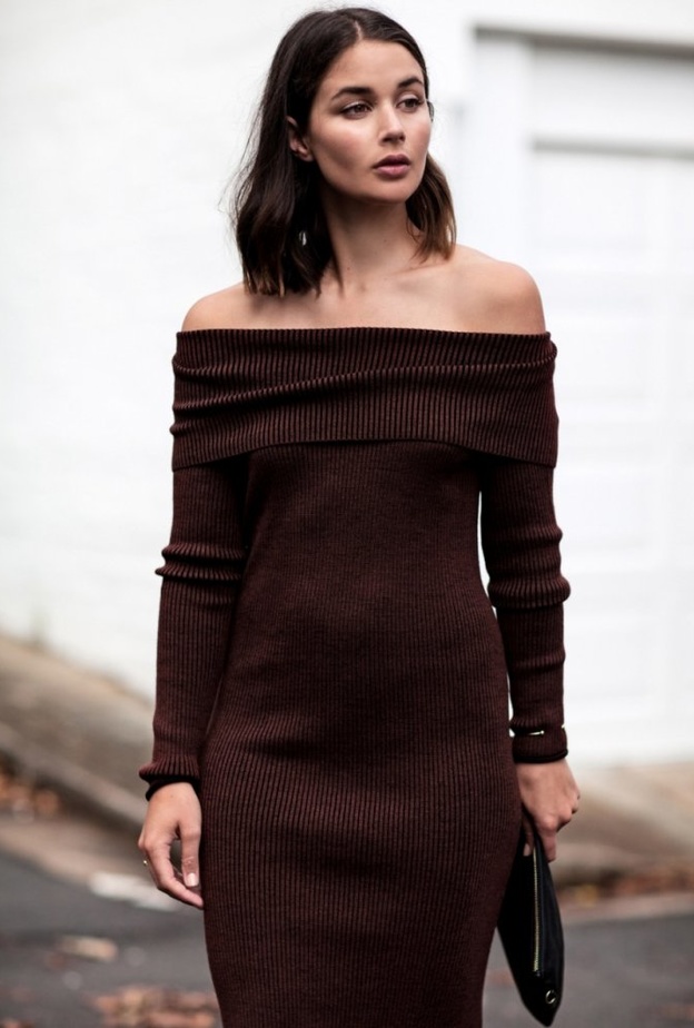 الاوف شولدر موضة مازالت رائجة في شتاء 2018