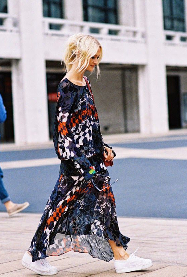 نصائح لاختيار الحذاء المناسب للفستان الطويل الكاجوال موضة 2017