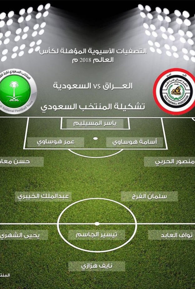 تشكيلة السعودية أمام العراق