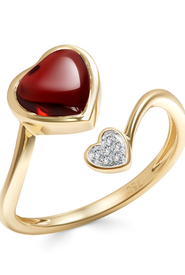 خاتم القلوب مشتعلةHearts on Fire ring & pendant بالحجر العقيق الأحمر