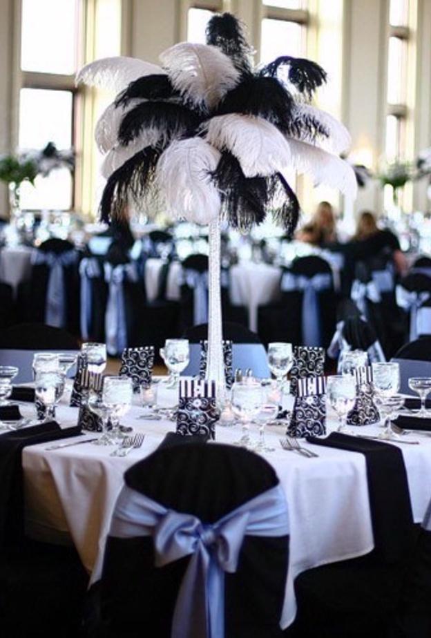 من افكار ثيم الزفاف باللونين الابيض و الاسود