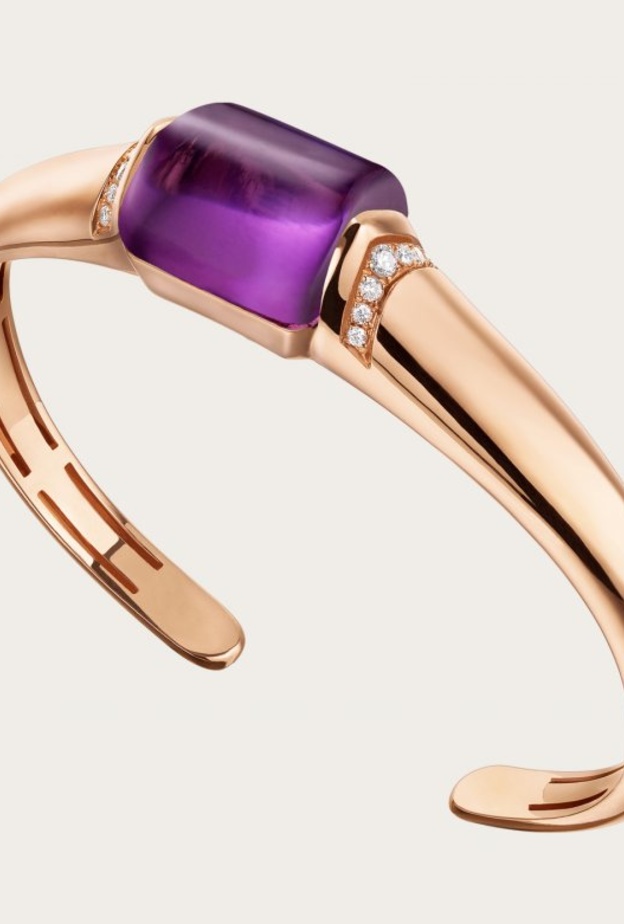 أسوارة بولغاري من الذهب والجمشت مع التورمالين الوردي