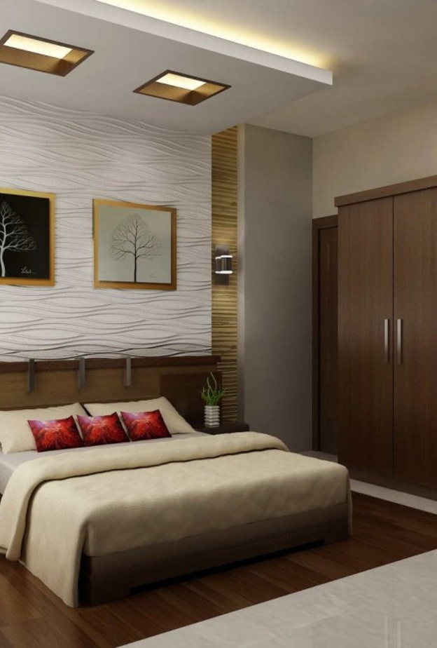 ديكور جبس للسقف و الجدار باللون الأزرق لغرفة نوم مميزة