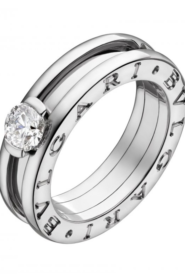 خاتم دبل مميز بالذهب الأبيض من مجموعة بلغاري Bvlgari