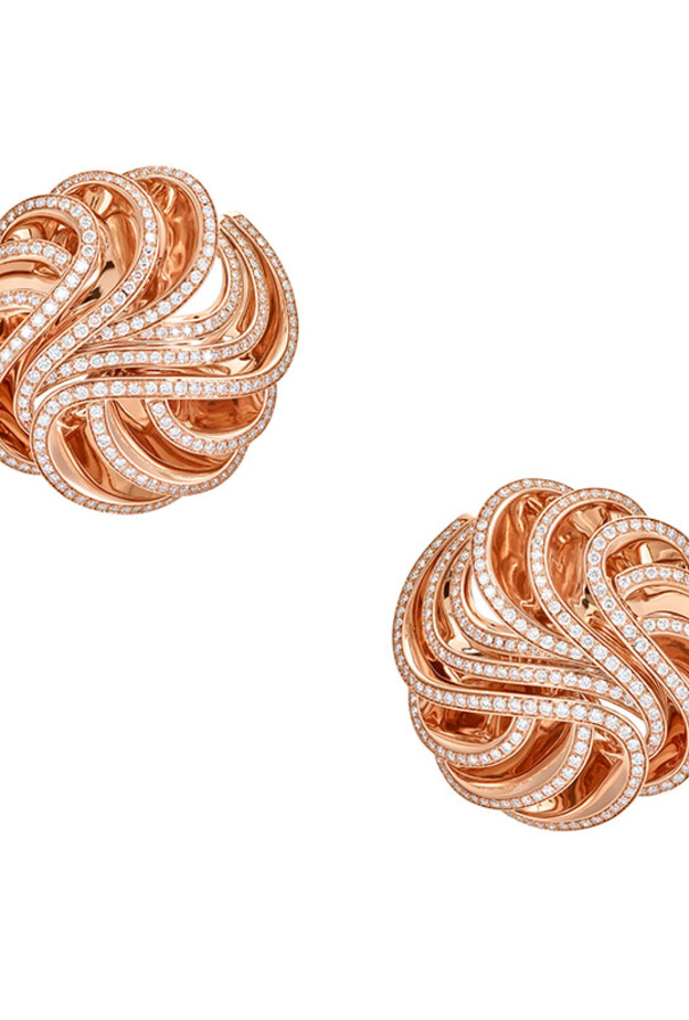 أقراط دي غريسوغونو  من الذهب الوردي والماس