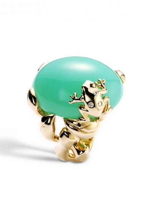 خاتم ديور من الذهب الأصفر وحجر الكريسوبريز