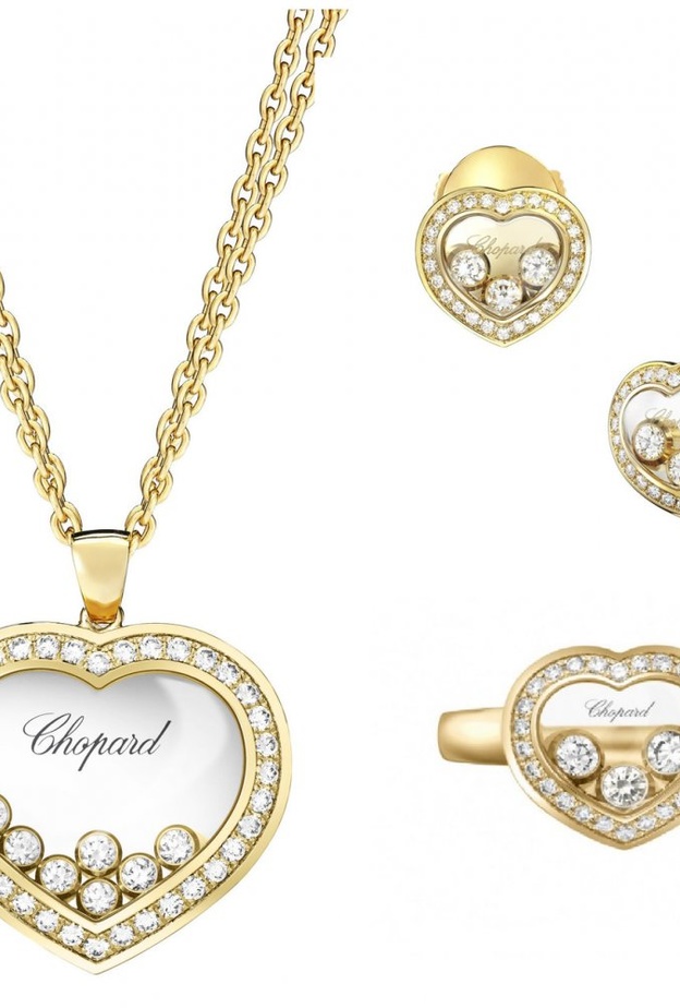 طقم ذهب أصفر من شوبارد لمجموعة happy diamonds