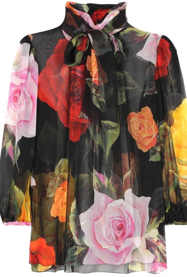 توب فاخرة مع طبعات الورود من دار DOLCE & GABBANA