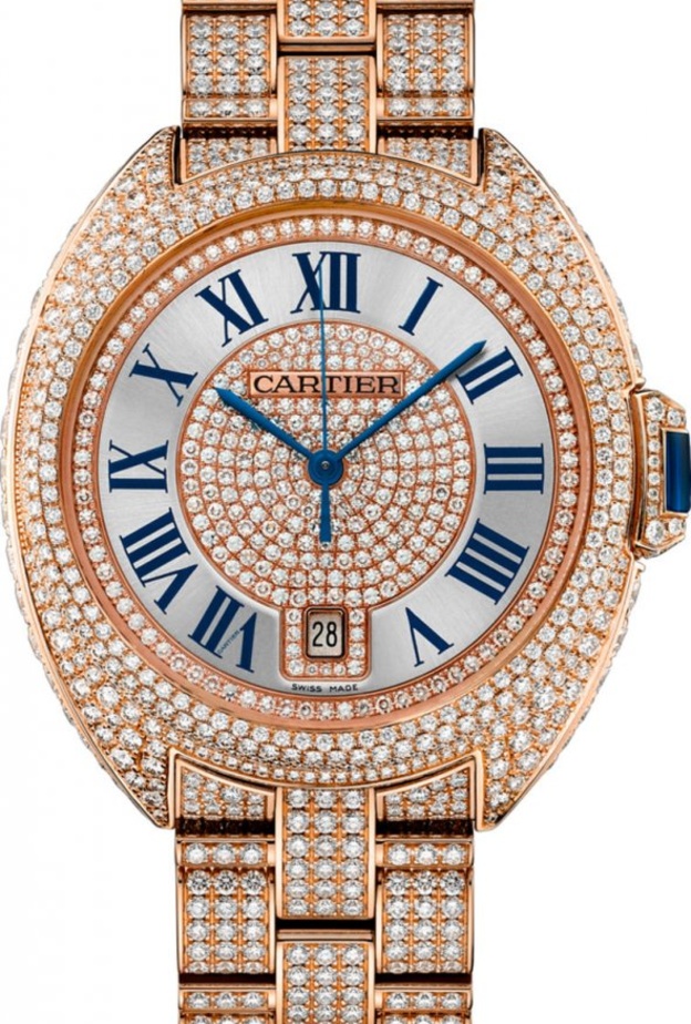 ساعة كارتييه من الذهب الوردي والماس