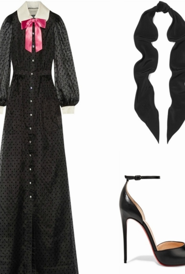 اطلالة للمحجبات للسحور في فستان أسود من غوتشي