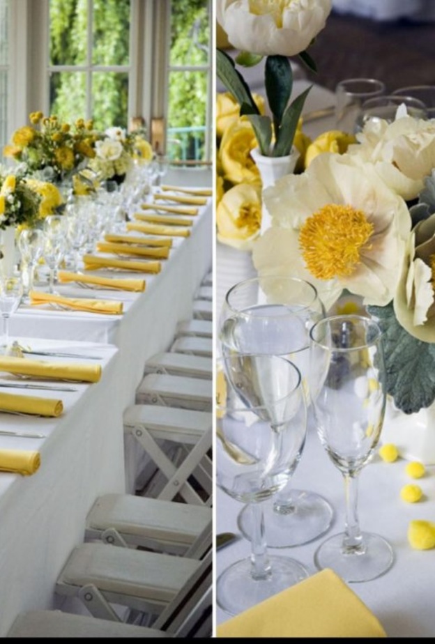 الاصفر من الالوان الرائجة لديكور حفل الزفاف