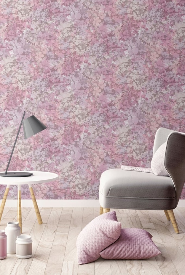 الجدار يتميز بألوان الباستيل و بالنقشات العشوائية