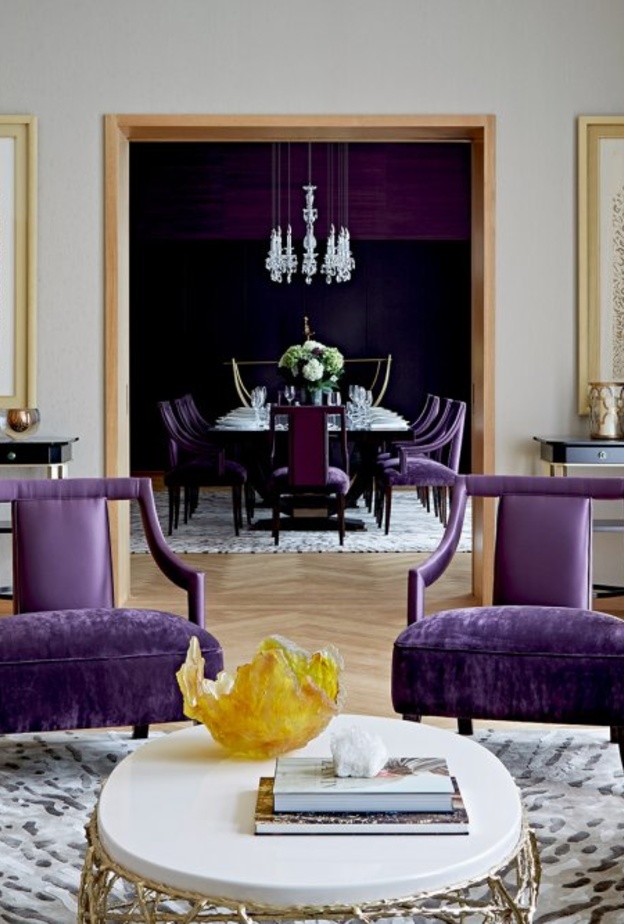 الذهبي و البنفسجي لغرفة صالون أنيقة و مميزة