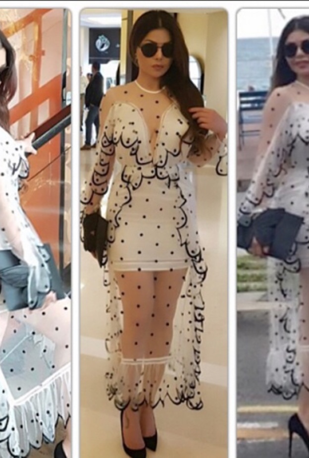 هيفاء وهبي تختار فستان ميدي من دار أليس مكال Alice Mccall