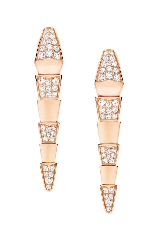 أقراط بولغاري من الذهب الوردي والماس