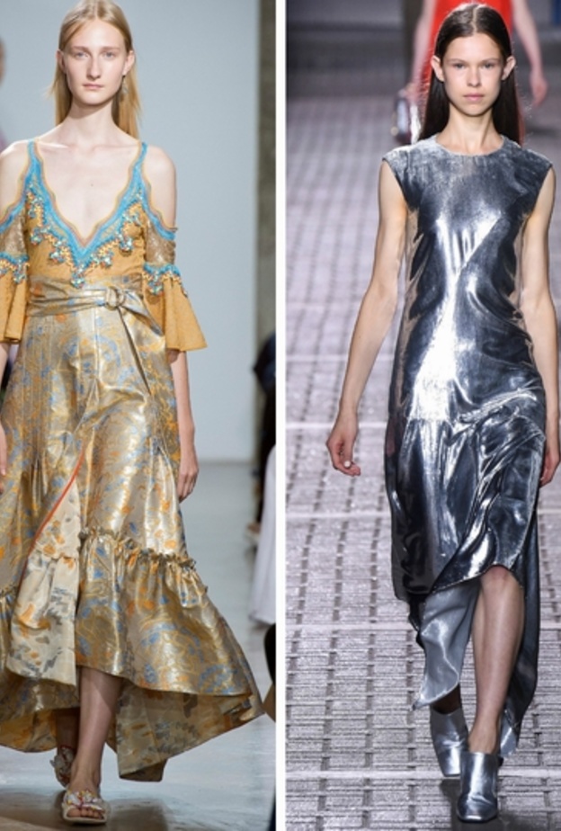 الأقمشة اللامعة كما شاهدناها لدى كل من مولبوري، بيتر بيلوتو، وبرين