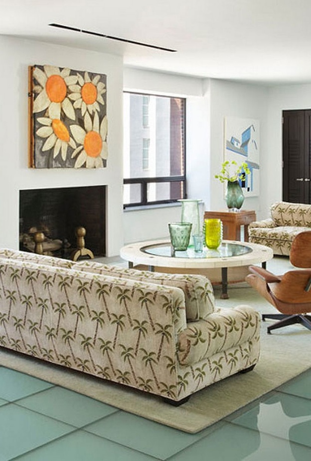 الشقة الطابقية لRobert De Nero  في منهاتن حيث غرفة الجلوس المميزة بأرضيتها الزجاجية 